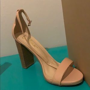 Lulus almond heel with wood wedge
